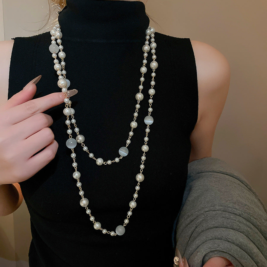 Butterfly Flower Crystal Bead Layered Necklace - view 6