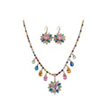 Provence Rainbow Colorful Blooming Jewelry Set Wedding Banquet Luxury Necklace Light Luxury Niche Necklace Women