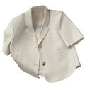 Women's Summer Office Petite Short Sleeve Cropped Blazer 2026 - Off White Short Sleeve