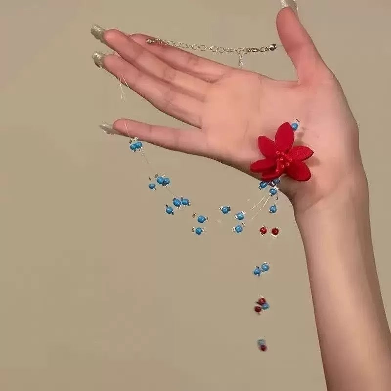 Dopamine Colorful Glass Bead Flower Necklace - view 4