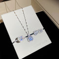 White Moonlight Mini Set Square Jewelry Set Light Luxury Niche Versatile Clavicle Chain Commute Gathering Gentle Breeze Necklace