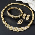 Western Elegant Fashionable Vintage Style Twist Rhinestone Necklace Bracelet Set Two Ring Jewelry Set Elegant Imperial Breeze
