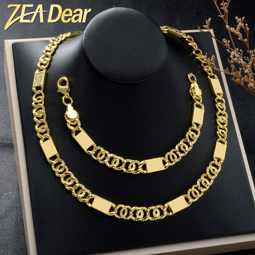 Western ins Breeze Niche Design Detail Bracelet Gold Plated Flat Plate Round Clasp Fashionable Simple Personality Necklace Bracelet Set