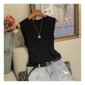Round Neck Knit Tank Top - Wide Strap Ice Silk Sleeveless Vest Women