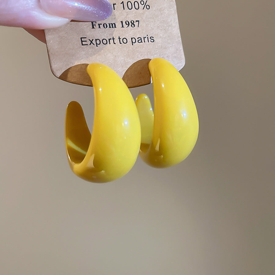 Yellow Flower Geometric Stud Earrings - view 9