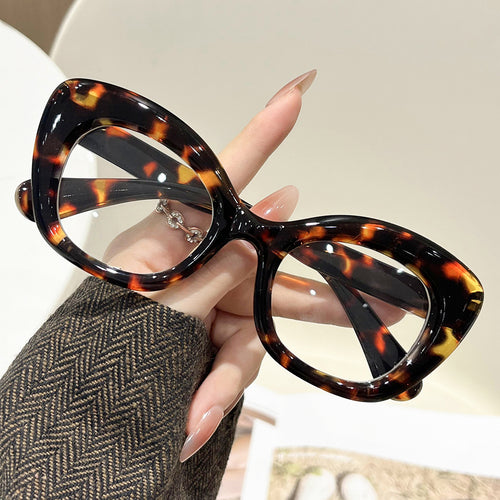 Retro Leopard Butterfly Glasses 2025 New Premium Cat-Eye Plano Overseas Influencer Fashionable Frame