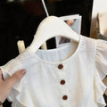 Office French Mini Flutter Sleeve Ruffle Shirt