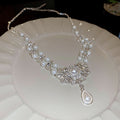 Month Fall Coating Imperial Breeze Rhinestone Teardrop Jewelry Set Wedding Banquet Luxury Necklace Light Luxury Niche Necklace