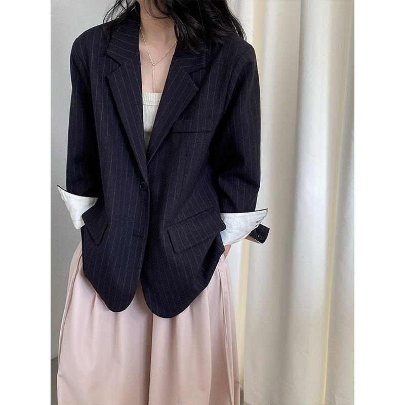 Women's Korean Embroidered Striped Jacket 2026 | Trendy Jacket