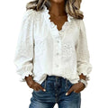 Embroidered Long Sleeve Ruffle Shirt