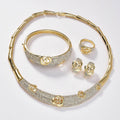 Overseas Dubai Gold 18K Personality Design Gold Set Cubic Zirconia Necklace Bracelet Set Earrings Ring Banquet Accessory Set