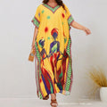 Women's Bohemian Ethnic Plus Size Printed Loose Dress + Skirt 2026 - Yellow