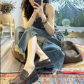Summer French Retro Petite Strap Dress + Long Skirt