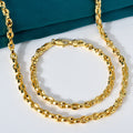 Cross-Border Gold Coffee Bean Rope Chain 18K Copper Necklace Bracelet Set Jewelry Set Necklace Hand Jewelry Wholesale