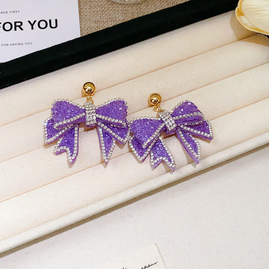 Pearl Flower Rhinestone Tassel Drop Earrings - view 12