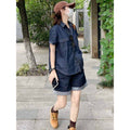 Summer Hong Kong Retro Short Sleeve Loose Shirt + Shorts 2-Piece Set