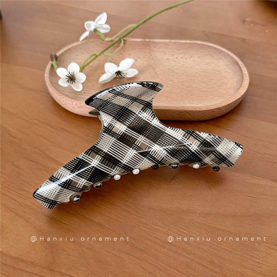 Classic Plaid Acrylic Hair Claw Clip - view 4