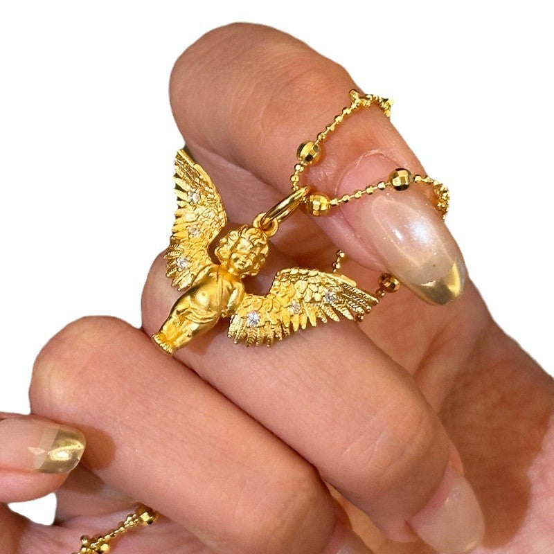 Vintage Gold Wing Pendant Necklace - view 4