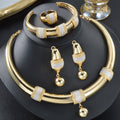 Middle East Heavy-Duty 3 Color Contrast Choker Set Woven String Gold Plated Choker Earrings Bangle Ring Banquet Accessory