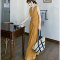 Summer French Elegant Linen Sleeveless Loose Pants + Top 2-Piece Set