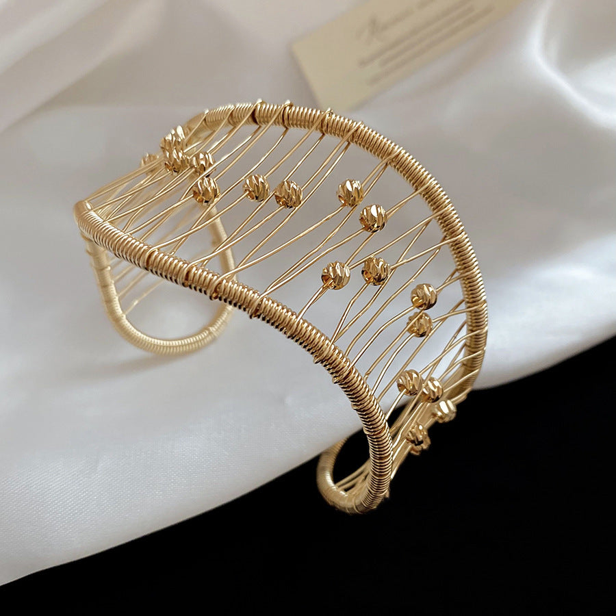 Metal Crossed Open Cuff Bracelet - view 7