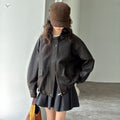 Girls' Plaid Spliced Jacket - Crew Neck Cardigan