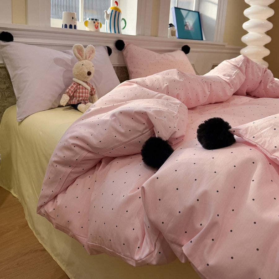 Classic Polka Dot Cotton 4-Piece Bedding Set – Multiple Colors - view 4