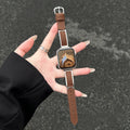 Fits Apple watchs11 Watch Band New Metal Bangle Lychee Texture Spliced Leather s10 / 9 / 8 Wrist Strap Women