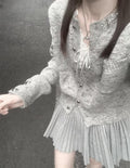 Women's Spring Chanel-Style Fashion Knit Wool Long Sleeve Sweater + Cardigan + Top 20 - Gray Sweater