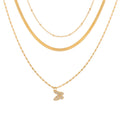 New Retro Full Diamond Butterfly Pendant Clavicle Chain Women Creative Personality Snake Chain Layered 3 Layer Necklace N6244