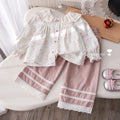 Girls' Floral Shirt and Straight Pants Set