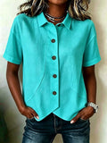 Summer Casual Short Sleeve Asymmetric Shirt
