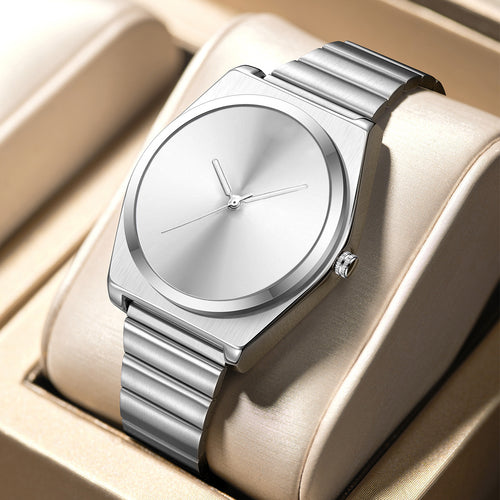 Fashionable Casual Trendy Watch Men Versatile Minimalist Breeze Stylish Glow Waterproof Couples Steel Band Quartz Watch