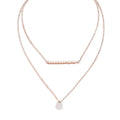 New Fashionable Trendy Alloy Necklace Sweater Chain Pearl Round Lens Fine Neck Necklace Two Layer Clavicle Chain Women N6242