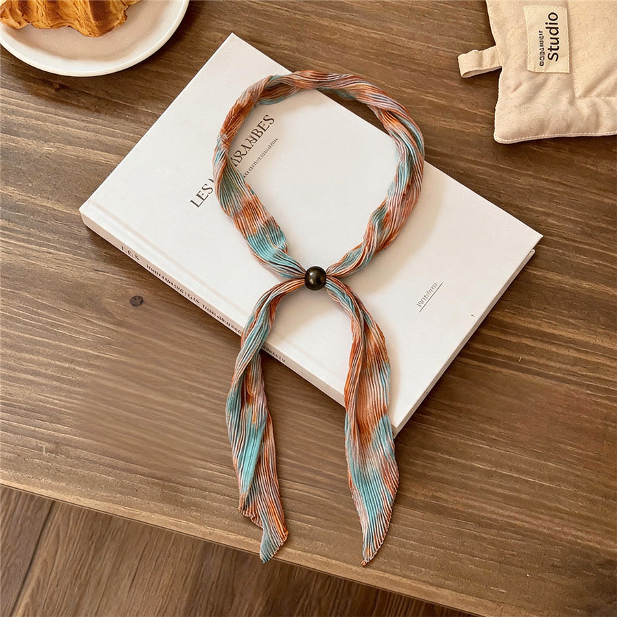 Korean Pleated Print Neck Scarf Necklace - view 6