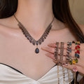 Brocade Colorful Wedding Banquet Imperial Breeze Full Diamond Wheat Ears Jewelry Set Wedding Banquet Luxury Necklace Light Luxury Niche Necklace