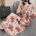 Women's Chinese French Short Sleeve V-Neck Printed Dress + Skirt 2026 - 1-1#