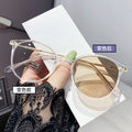 Light-Changing Prescription Glasses Overseas Trendy Style Fashionable Anti-Blue Oval Round Frame Plano Gray Photochromic Myopia Glasses