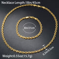 Multi Spec Fashionable Coated 18k Gold Oval Round u Type Cable Chain hiphop Unisex Necklace Bracelet Set