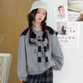 Girls' Striped Shawl Letter Hoodie Plaid Pants Set