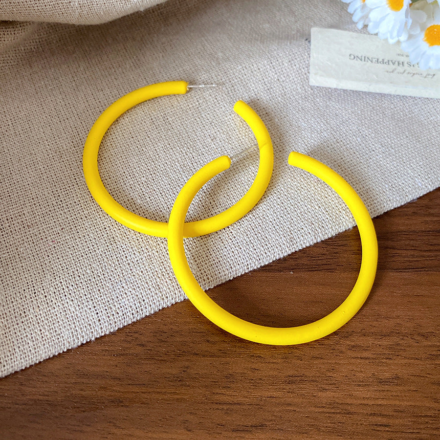 Yellow Flower Geometric Stud Earrings - view 10