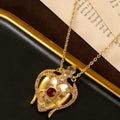 Vintage Heart Perfume Bottle Necklace Rhinestone Fashionable Personality Sweater Chain Imperial Western Retro Pendant