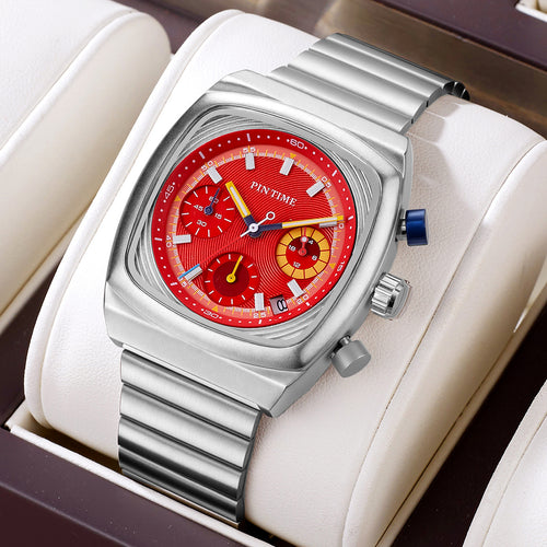 Export Bestseller Square Mens Watch Multifunction 6 Hand Chronograph Time Date Steel Band Waterproof Quartz Watch Drop Ship