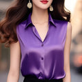 Women's Summer Professional French Acetate Satin Sleeveless Shirt 2026 - Gray