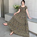 Rayon Floral Off-Shoulder Elastic Waist Bohemian Beach Dress