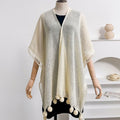 Women's Summer Ethnic Knit Fringe Lightweight Loose Shawl + Cape 2026 - White