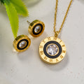 Western Exquisite Asymmetric Luxury Creative Polygon Geometric Band Shape Texture Glaze Heart Earrings Necklace Set