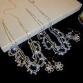 Silver Flower Full Diamond Cutout Flower Jewelry Set Wedding Party Necklace Light Luxury Niche Social Necklace Women