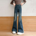 Girls' Retro Distressed Heart Embroidered Flared Jeans