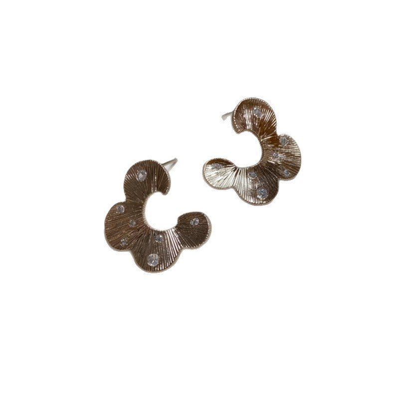 French Twisted Zircon Flower Stud Earrings - view 5